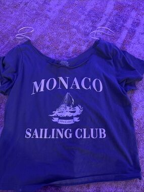 T.J.Maxx Navy Blue "Monaco Sailing Club" Crop Top